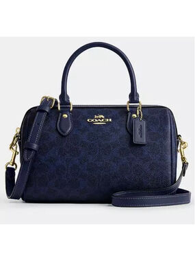 Coach Signature Satchel Bag in Navy Blue